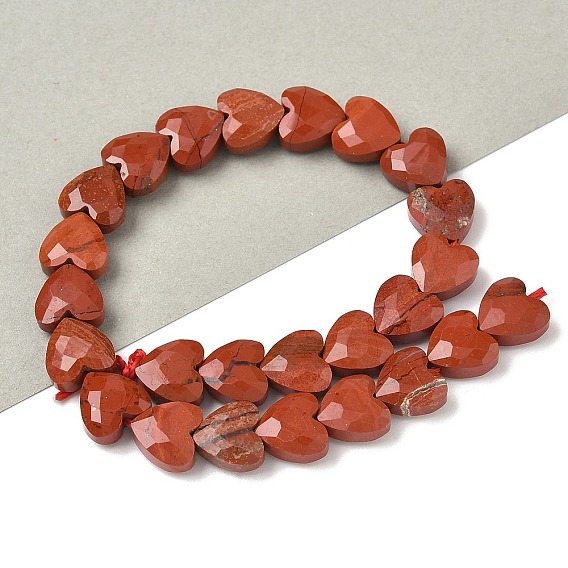 Натуральные красные яшмы бусы пряди, сердце, граненые