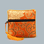 Chinese Style Square Cloth Zipper Pouches, with Random Color Tassels and Auspicious Clouds Pattern