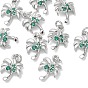 SHEGRACE Brass Cubic Zirconia Pendants, Coconut Tree Charms, Cadmium Free & Lead Free & Nickel Free