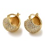 Round Brass Hoop Earrings with Clear Cubic Zirconia