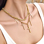 304 Stainless Steel Micro Pave Clear Cubic Zirconia Multi Religion Cross Pendant Bib Necklaces for Women
