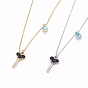 304 подвесные из нержавеющей стали ожерелья, с полимерным глинистым горным хрусталем и стеклом, ключ