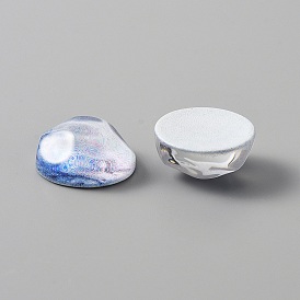 Кабошоны из полупрозрачной смолы, водная рябь полукруглая