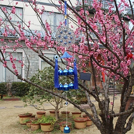 Evil Eye Wind Chime, with Alloy Findings, for Garden Courtyard Hanging Decoration