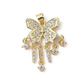 Латунные микро проложить кубического циркония подвески, бабочка, без свинца и без кадмия, долговечный, реальный 18 k позолоченный, стойки покрытие