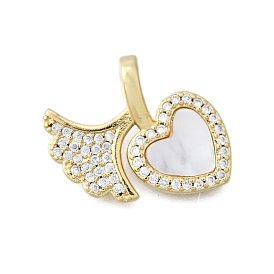 Латунные микропаве прозрачные подвески с фианитом, без кадмия и без свинца, с оболочкой, Подвески в виде листьев гинкго и сердечек