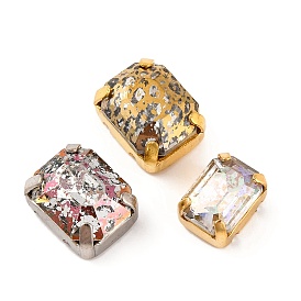 Шить на горный хрусталь, многожильные звенья из стекла, хрусталя и стразов, с настройками латуни, аксессуары для одежды, граненые, прямоугольные