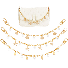 3 шт. 3 стиль океанская тематика сплав ракушка морская звезда подвеска латунные цепочки сумка декоративные цепочки, с имитацией жемчуга из абс-пластика