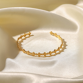 Bracelet jonc chic en acier inoxydable doré de style français avec un design vintage