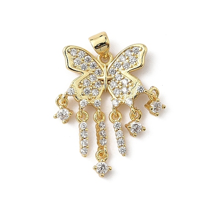 Латунные микро проложить кубического циркония подвески, бабочка, без свинца и без кадмия, долговечный, реальный 18 k позолоченный, стойки покрытие