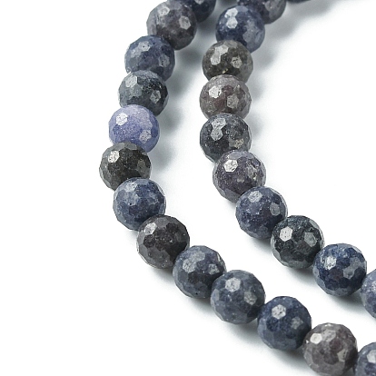 Natural Sapphire Beads Strands, Faceted, Round