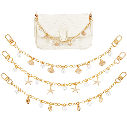 3 шт. 3 стиль океанская тематика сплав ракушка морская звезда подвеска латунные цепочки сумка декоративные цепочки, с имитацией жемчуга из абс-пластика