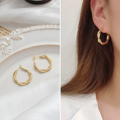Alloy Hoop Earrings for Women, with 925 Sterling Silver Pins
