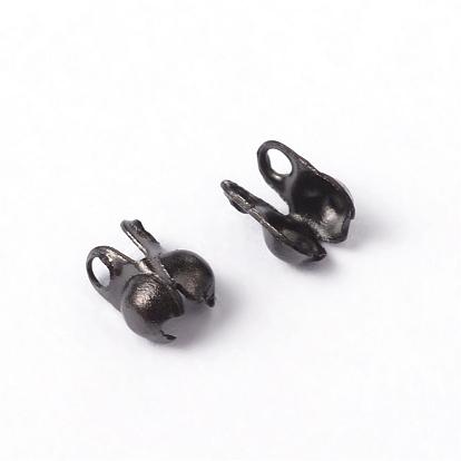 304 Stainless Steel Bead Tips, Calotte Ends, Clamshell Knot Cover, 4x2mm, Hole: 1.2mm