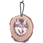 1 Set Flat Round & 3D Wolf Pattern Wooden Pendant Decorations, with Polyester Cord, Christmas Ornaments Festive Gifts