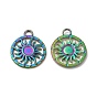 Ion Plating(IP) 304 Stainless Steel Pendant Cabochon Settings, Flat Round with Sun