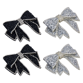 4шт. 2 стили: бантики, бархатные нашивки и стразы для одежды, с самоклеющейся