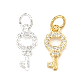 925 подвески-ключи из стерлингового серебра с прозрачными кубическими цирконами, с перемычками и 925 штампом