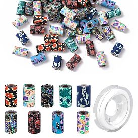 Fabrication de bracelets extensibles DIY Ktis, y compris 54 pcs 9 couleurs perles d'argile polymère faites à la main et 1 rouleau de fil élastique solide et extensible