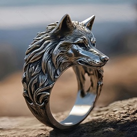 Wolf Zinc Alloy Finger Rings for Men