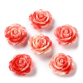 Carved Synthetic Coral Beads, Dyed, Flower