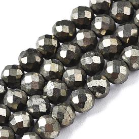 Natural Chalcopyrite Bead Strands, Faceted, Round