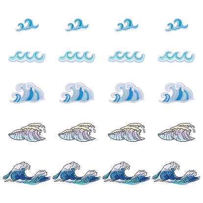 20шт 5 стили компьютеризированной ткани для вышивки гладить/пришивать нашивки, аксессуары для костюма, аппликация, морская волна