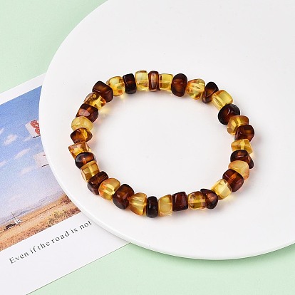 Браслеты из натурального янтаря с эластичными бусинами для мужчин и женщин, самородки