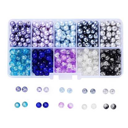 Смешанные выпечки окрашены треск стекла и стеклянные жемчужные наборы, круглые