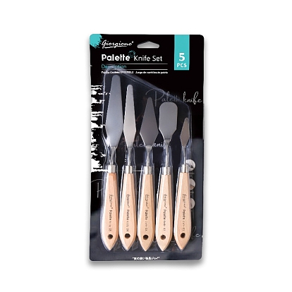 5Pcs Painting Knife Set, Painting Scraper, Stainless Steel Palette Knife, Painting Art Spatula with Wood Handle, Art Painting Knife Tools for Oil Canvas Acrylic Painting