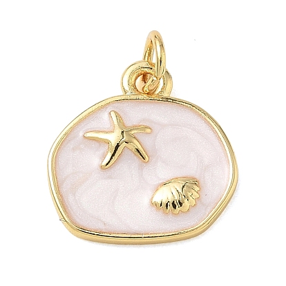 Латунь эмаль подвески, самородки с подвесками в форме морских звезд и ракушек, стойки покрытие, долговечный, без кадмия и без свинца