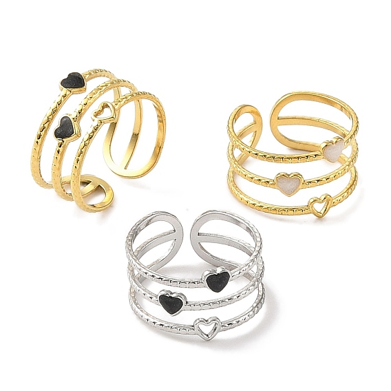 304 эмалированные открытые манжеты из нержавеющей стали для женщин, ионное покрытие (ip), сердце