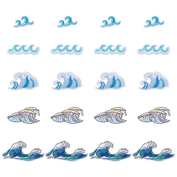 20шт 5 стили компьютеризированной ткани для вышивки гладить/пришивать нашивки, аксессуары для костюма, аппликация, морская волна