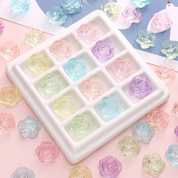 24 шт прозрачные акриловые бусины, роза