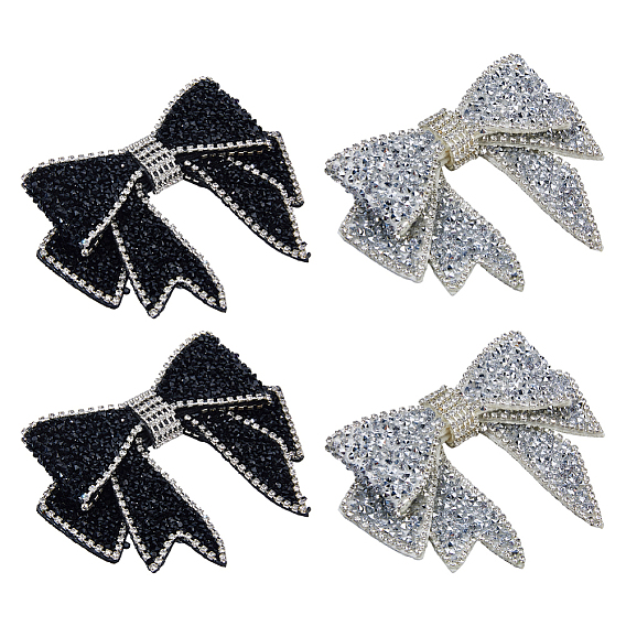 4шт. 2 стили: бантики, бархатные нашивки и стразы для одежды, с самоклеющейся