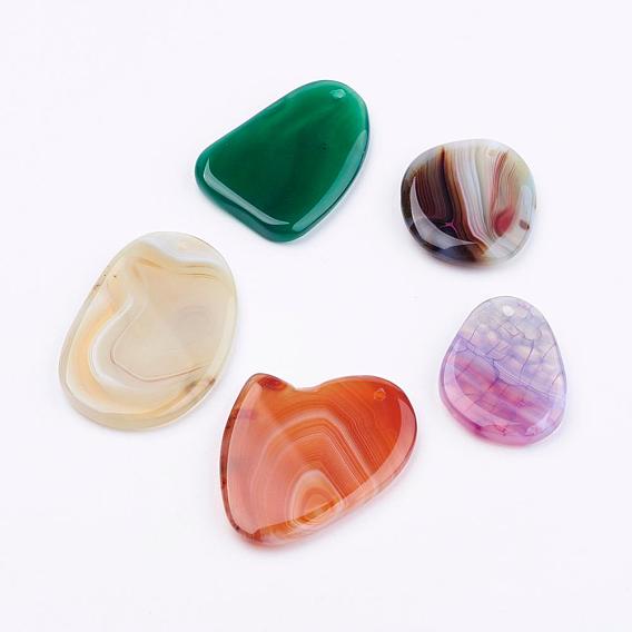 Natural Agate Pendants, Dyed & Heated, Nuggets