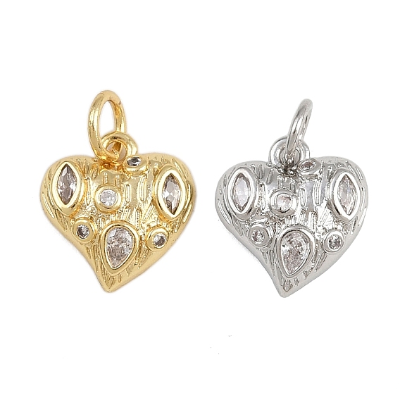 Латунные микро проложить кубического циркония подвески, с целью перехода в кольце, сердце прелести, стойки покрытие, долговечный, без свинца и без кадмия