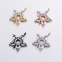 Brass Micro Pave Cubic Zirconia Links, Long-Lasting Plated, Star