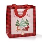 Christmas Theme Laminated Non-Woven Waterproof Bags, Heavy Duty Storage Reusable Shopping Bags, Rectangle with Handles