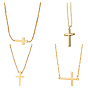 4Pcs 4 Styles Brass & 304 Stainless Steel Sideways Cross Box Chain Necklaces for Women