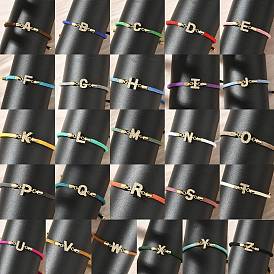 Регулируемые браслеты из нейлона, латунные микропаве кубические цирконии буквы подвески ювелирные изделия для женщин мужчин, стойки покрытие, долговечный