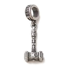 Viking 316 Breloques pendantes européennes en acier inoxydable chirurgical, marteau