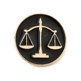 Плоский круглый эмалированный значок в виде весов правосудия., Значок из сплава для окраски рюкзака, одежды, золотые