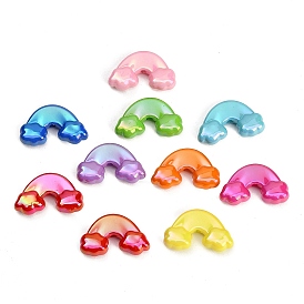 UV Plating Opaque Acrylic Beads, Iridescent, Rainbow with Cloud