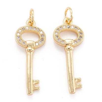 Кулон из латуни с прозрачным кубическим цирконием, долговечный, ключ