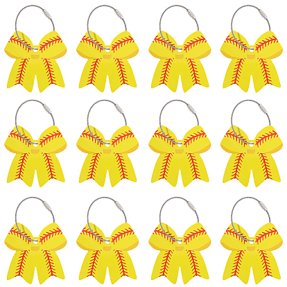 12шт. ПВХ бирки для багажа в виде бантиков, с металлическим кольцом