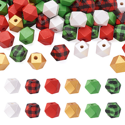 120шт 6 стиль полигональные окрашенные бусины из натурального дерева, плед бусины