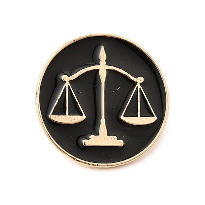 Плоский круглый эмалированный значок в виде весов правосудия., Значок из сплава для окраски рюкзака, одежды, золотые