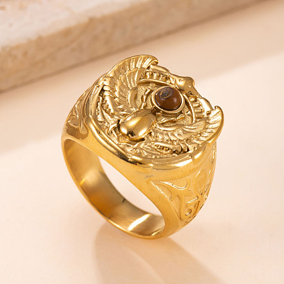 Punk Style 304 Stainless Steel Finger Rings for Men, Wide Band Rings, Golden/Stainless Steel Color