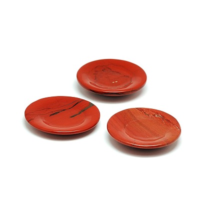 Natural Red Jasper Plate Display Decorations, Gemstone Home Decorations, 49~51x6~10mm
